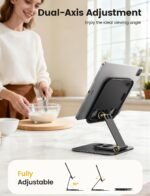 Lamicall Adjustable iPad Stand for Desk, Ultra-Slim Foldable, 360° Rotation | [Foldable Ultra-Slim][ 360°Rotation Base] Heavy-Duty Tablet Holder Stand for 4.7-13" iPad Pro Air Mini E-Reader Kindle Tabs - Image 4