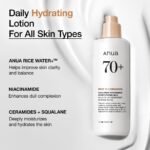 ANUA Rice 70 Intensive Moisturizing Milk, Hydrating Face Lotion, Niacinamide, Ceramides, All Skin Types, Sensitive, Skin Moisture Barrier, Lightweight Nourishing, Korean Skincare, 5.07 fl.oz. - Image 4