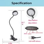 Red Light Relief Lamp for Face, USB-Powered, 18 LEDs 660nm and 850nm NIR‌ | LED Red Light for Body with Adjustable Angle and Clip, Suitable for Home Use, Relief - Image 4