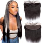 13x4 Lace Frontal Closure Ear to Ear HD Lace Frontal 12 Inch | Brazilian Straight Frontal Lace Closure,Virgin Human Hair Frontal,Natural Black, 150% Density - Image 2