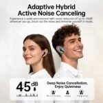 xinwld Adaptive Hybrid Active Noise Canceling 2026 Wireless Earbuds, 6 Mics ENC Clear Call Ear Buds, Hi-Res Audio Deep Bass Bluetooth 5.4 Headphones, 40H, LED, for Sports Running Gym Workout, Black - Image 3