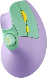 seenda MOU-302 Wireless Bluetooth Ergonomic Vertical Mouse with Volume Knob | Rechargeable 3-device mice for small/medium hands with quiet clicks, 1000/1600/2400 DPI for PC, laptop, MacBook, Green Purple - Image 2