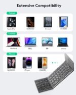 Samsers Foldable Bluetooth Keyboard with Touchpad, Ultra Slim Compact,Grey | Multi-touch Trackpad, Full Size, Phone Holder, USB-C Charging, 1 Device, for Android Windows iOS Mac OS, Mobile Productivity - Image 3
