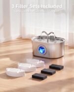 3.2L/108oz Stainless Steel Cat Water Fountain Pet Fountain | Automatic Pet Water Dispenser - Self-Designed Filtration System - Ultra-Quiet Pump - Easy Cleaning & Maintenance (3 Filters) - Image 10