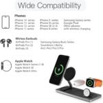 3 in 1 Wireless Charging Station for Apple Devices with MagSafe | For iPhone 17/Air/16/15/14/13/12, AirPods & Apple Watch, Foldable Portable Aluminum Charging Stand, Adapter Included - Image 7