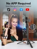 70.9" Auto Face Tracking Tripod 360° Rotation w/Light(UTK-02) | Phone Tripod for iPhone & Android,No App Needed,w/ Remote Control,Gesture Control,LED Light,1/4"Screw Mount,Video Recording - Image 3