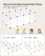 SONGMICS 20 Panels Pet Playpen with Floor, Small Animal Playpen, Pet Fence Indoor, DIY Plastic Enclosure for Guinea Pigs, Bunny, Hamsters, Hedgehogs, 49.2 x 24.8 x 16.5 Inches, White ULPC001W01 - Image 4