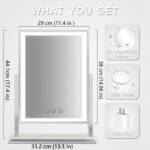 HIEEY Lighted Makeup Mirror, 17.3" x 13" Hollywood Vanity Mirror with Lights, Three Color Lighting Modes, and 5X Magnification Mirror, Smart Touch Control, 360°Rotation (White,Gift Box) - Image 3