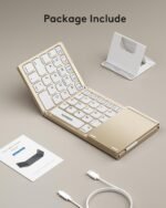 Samsers Foldable Bluetooth Keyboard with Touchpad, Ultra Slim Compact, Gold | Multi-touch Trackpad, Full Size, Phone Holder, USB-C Charging, 1 Device, for Android Windows iOS Mac OS, Mobile Productivity - Image 10
