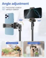 EMART 62’’ Cell Phone Tripod Stand with Remote for iPhone and Android | Compact lightweight design easy to carry for travel & outdoor use，works great for live streaming, vlogging, filming - Image 4