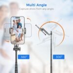 Selfie Stick Tripod for Phone with Remote Control & Holder, 63 Inch, Black | Extendable Selfie Stick Travel for iPhone, iPhone Tripod for Video Recording - Image 5