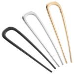 French Hair Pin 3PCS for Women Elegant French Twists, Buns, Updos | with No Hair Damage, U-shaped French Pin Great Hold and Comfortable Keeps Hair in Place (Gold Black Silver) - Image 2