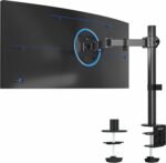VIVO Single 13 to 38 inch Ultrawide Monitor Arm Desk Mount, Regular Screens up to 32 inches, 22 lbs capacity, Fully Adjustable Stand with C-Clamp and Grommet Base, Black, STAND-V001 - Image 2