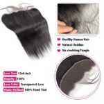 CHEEON 13x4 HD Lace Frontal 14 Inch Brazilian Straight Ear to Ear Human Hair Frontal HD Lace Virgin Human Hair Frontals Pre Plucked with Baby Hair 150% Density Natural Black - Image 4