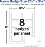 Avery Flexible Printable Name Tags, 2-1/3" x 3-3/8", Matte White, 160 Removable Name Badges (8395) - Image 5