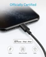 Anker USB A to Lightning Cable, MFi-Certified (2-Pack, 6 ft, Black) | Double-Braided Nylon Cord, for iPhone 14 / 13 / 12 / 11 Pro / 11 / XS Max / XR / 8 / 7 / 6s Plus, and More - Image 5