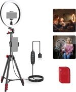 NEEWER Basics 10" Selfie Ring Light with Tripod Stand/2 Phone Holders Compatible with iPhone/QR Plate, Dimmable LED Ringlight Lighting for YouTube TikTok Vlog Video Recording Makeup Streaming, RP10-H - Image 2