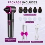 Heated Blackhead Remover Vacuum, Warm Compress Pore Vacuum Cleaner with 3 Suction Levels, LED Display, USB Rechargeable Facial Pore Cleaner Kit, 5 Heads and 4 Stainless Steel Tools (Purple) - Image 8