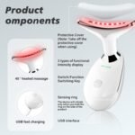 Red Light Therapy for Face, 7 Color LED Facial Light Therapy Wand for Skin Care at Home Blue Light Therapy Face Massager Tool for Neck (White) - Image 5