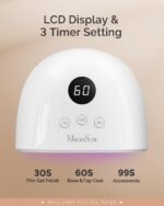 MelodySusie UV Nail Lamp P-Plus30F for Fast Curing Gel Nail Polish | 36W,3 Timer Settings,Smart Sensor,LCD Display,99s Low-Heat Mode,30 UV/LED Beads,Jelly Gel,Base Top Coat,for Beginners at Home - Image 6