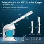 DENFANY 2 in 1 Hair & Facial Steamer Extendable 360° Arm for Home or Salon | Deep Hydration, Hair & Skin Refresh, Adjustable Mist Angle, 300ml Tank, Easy to Clean, Use Sitting or Lying Down - Image 7