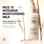ANUA Rice 70 Intensive Moisturizing Milk, Hydrating Face Lotion, Niacinamide, Ceramides, All Skin Types, Sensitive, Skin Moisture Barrier, Lightweight Nourishing, Korean Skincare, 5.07 fl.oz. - Image 3