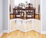 PAWLAND Wooden Freestanding Foldable Pet Gate for Dog,24" H Dog Gate Indoor | Dog Gate for Doorway, Stairs, the House, Step Over Fence, Extra Wide, Room Divider, Front Door, Hallway, 4 Panels, White - Image 4
