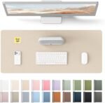 YSAGi Leather Desk Pad Protector, Office Desk Mat, Large Mouse Pad, Non-Slip PU Leather Desk Blotter, Waterproof Laptop Desk Writing Pad for Office and Home (23.6" x 13.8", Eggshell) - Image 2