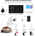WiFi GSM Home Alarm Security System, 2.4in LCD Wireless DIY Smart Home Burglar Security Alarm System 10 Piece Kit, Compatible with Alexa Google Home Voice Control - Image 7