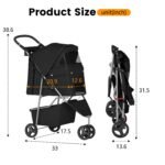 BestPet | 3-Wheel Pet Stroller | Dog and Cat Stroller | Breathable Mesh | Lightweight Travel Carrier | Waterproof & Foldable Design | Storage Basket | Black | for Daily Walks & Outdoor Use | Breathable Mesh | Lightweight, Waterproof Travel Carrier with Cup Holder & Storage Basket | for Daily Walks & Outdoor Use - Image 8