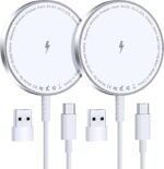 MagSafe Charger 2 Pack: Magnetic Wireless Charge iPhone 17-12 & AirPods | Strong Magnet Charging Pad, with Dual USB C to A Converters, Ultra-Thin & Portable, Ideal for Home Office & Travel, White - Image 2