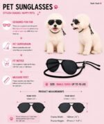 G029 Small Dog Breed up to 15lbs Cat Pet Aviator Sunglasses Glasses (Black) - Image 6