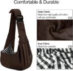 Reversible Dog Cat Sling Carrier, Small Dog Carrier, Adjustable Dog Sling, Hands Free Cross Body Carrier with Collar Hook for Dog/Cat/Bunny up to 11lb (Brown) - Image 4