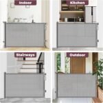 Retractable Baby Gate for Stairs & Doorways, Dog Gate Indoor Outdoor | Extends to 55" Wide 34" Tall Mesh Child Gate for Hallways, Deck, Porch, Pet Toddler Safety Essentials, Easy Install, Grey - Image 7
