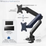 VIVO Premium Aluminum Full Motion Single Ultrawide Monitor Desk Mount Stand with Lift Engine Arm, Fits Screens up to 40 inches, STAND-V101BB - Image 6