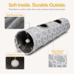 Geometric Straight Cat Tunnel with Plush Inside,Cats Toys Collapsible Tunnel Tube with Balls, for Rabbits, Kittens, Ferrets,Puppy, Diameter 9.8 Inch - Image 5