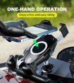 Kewig Motorcycle Fork Stem Phone Mount, Motorcycle Phone Mount | 1S One-Push Automatically Lock & Release, Fits for Fork Stem 12-25.4mm in Diameter, for 4.0-6.9" Cellphones - Image 3