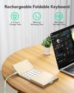 Samsers Foldable Bluetooth Keyboard with Touchpad, Ultra Slim Compact, Gold | Multi-touch Trackpad, Full Size, Phone Holder, USB-C Charging, 1 Device, for Android Windows iOS Mac OS, Mobile Productivity - Image 4