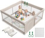 Baby Playpen with Mat, Playpen for Babies and Toddlers, 47inch Mat | Small Baby Play Pens, Play Yard for Infants with Play Mat, 47x47inch Playard with Gate - Image 2