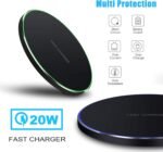 Fast Wireless Charger,20W Max Wireless Charging Induction Pad,Black | Metal Frame Ultra Slim Design,[20W SUPER Fast Charging] Compatible with iPhone 17-11/Airpods,Samsung Galaxy/Buds,LG/Pixel - Image 5