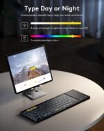 Samsers Full-Size Backlit Foldable Bluetooth Keyboard with Touchpad, Black | 7-color illuminated, BT5.1 x 3, Multi-touch Trackpad, PU Leather Cover, Phone Holder, Mouse click, Velvet bag, Mobile Work - Image 4
