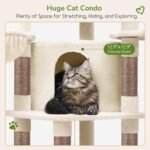 Globlazer Corner Stable Cat Tree Tower with Scratching Post, C51, Beige | 51in Space-Saving Multi-Level Cat Condo for Indoor Cats with Hammock, Large Top Perch for Large Cats, Cozy Cat Cave - Image 5