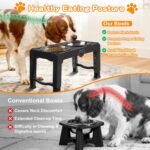 COMESOON Elevated Dog Bowls, 5 Adjustable Heights (3.9"-13.4") Raised Dogs Food Bowl Stand for Medium Large Sized Dogs, Non-Slip Foldable Travel Pet Feeder Black with Stainless Steel Bowls - Image 4