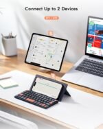 Doohoeek Universal Bluetooth Mini Keyboard, Wireless Compact Keyboard with Orange Navigation Keys & Any-Angle Stand for Android/iOS/Windows, Dual-Device Keypad for Phones/Galaxy Z Fold/iPad mini - Image 5
