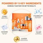 Vitamin C Niacinamide Skincare Set, Daily Facial Care Routine with 6-Piece | Includes Cleanser, Toner, Serum, Moisturizer, Eye Cream & Lotion, Gentle Formula, All Skin Types - Image 7