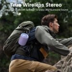 Bluetooth Speaker Wireless,IP67 Waterproof & Dustproof Portable Speaker with Lights,15W Loud Stereo Sound, 2500mAh Battery All Day Playtime, TWS Pairing, BT5.3, Home/Party/Outdoor/Beach (Purple) - Image 5