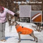 Lelepet Dog Coat Warm Dog Winter Coat Waterproof Dogs Jacket with Harness | Reflective Pet Fleece Vest Zip-Up Cold Weather Coats for Medium Dogs Turtleneck & Windproof Coats Dachshund Blaze Orange M - Image 5