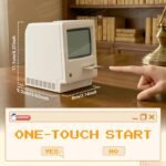 UNEEDE Maclock Retro Desk Clock, 1984 W-8 Computer Inspired Pixel Display Rechargeable Desk Clock, Multi-Alarm, Calendar, Temperature, Dimmable, Unique Retro Tech Gift for Office Bedroom Night Light - Image 4