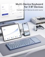 Samsers Full-Size Foldable Bluetooth Keyboard with Large Touchpad, Blue | Multi-touch Trackpad, BT5.1x 3, Easily Switch, Phone Holder, Mouse click, Mobile Workflow, Velvet Bag, Business Travel Use - Image 3