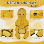 Dog Raincoat, Waterproof Dog Rain Jacket with Hood, Dog Rain Coat with Leash Hole, Reflective Strap for Small Medium Dogs, Lightweight Puppy Clothes(Yellow,M) - Image 3